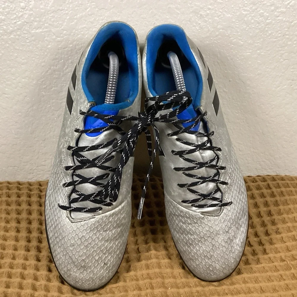 Adidas Messi 16.3 Firm Ground Mens 9.5 Football Cleats Adult Blue Matte Silver